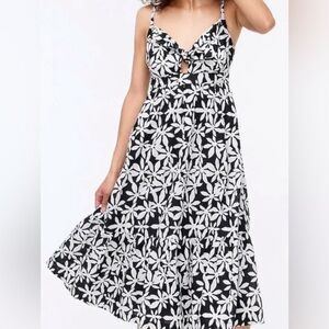 J. Crew floral bow tie cut out tiered midi dress